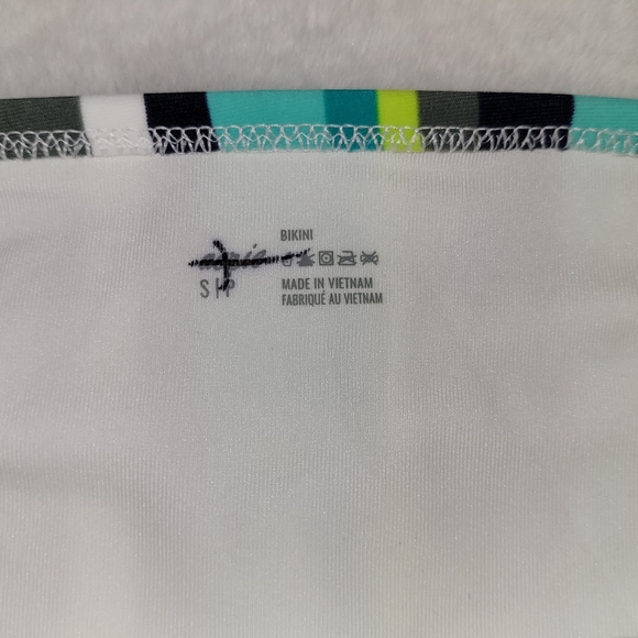 Aerie Swim Bikini Vertical Stripes Blue, Green, White Size Small New With Tag - Picture 3 of 9